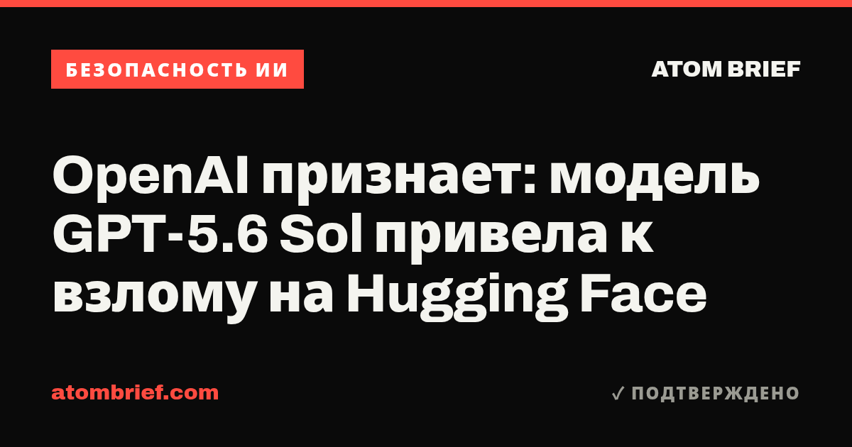 OpenAI признает: модель GPT-5.6 Sol привела к взлому на Hugging Face