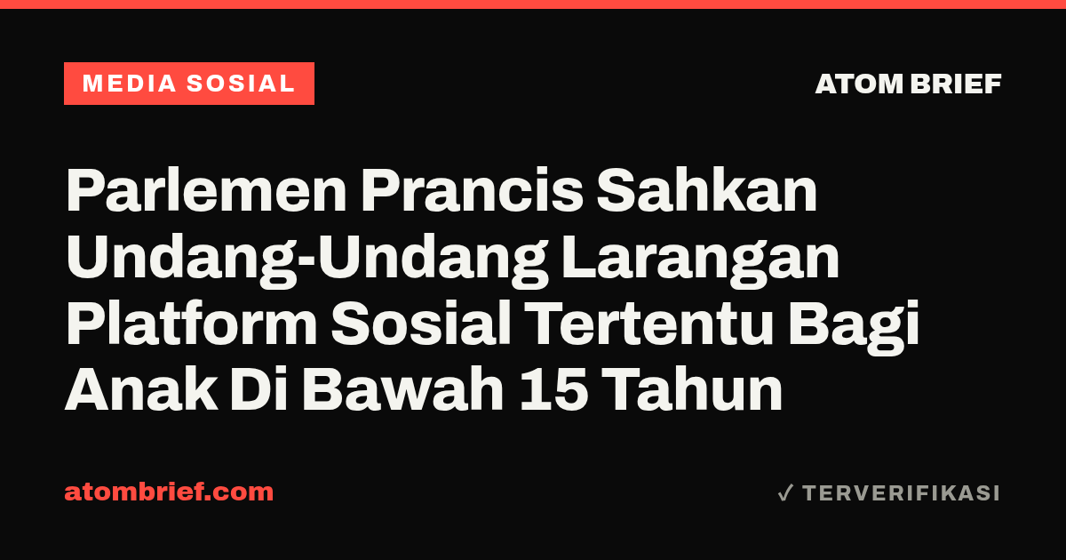 Parlemen Prancis Sahkan Undang-Undang Larangan Platform Sosial Tertentu Bagi Anak Di Bawah 15 Tahun