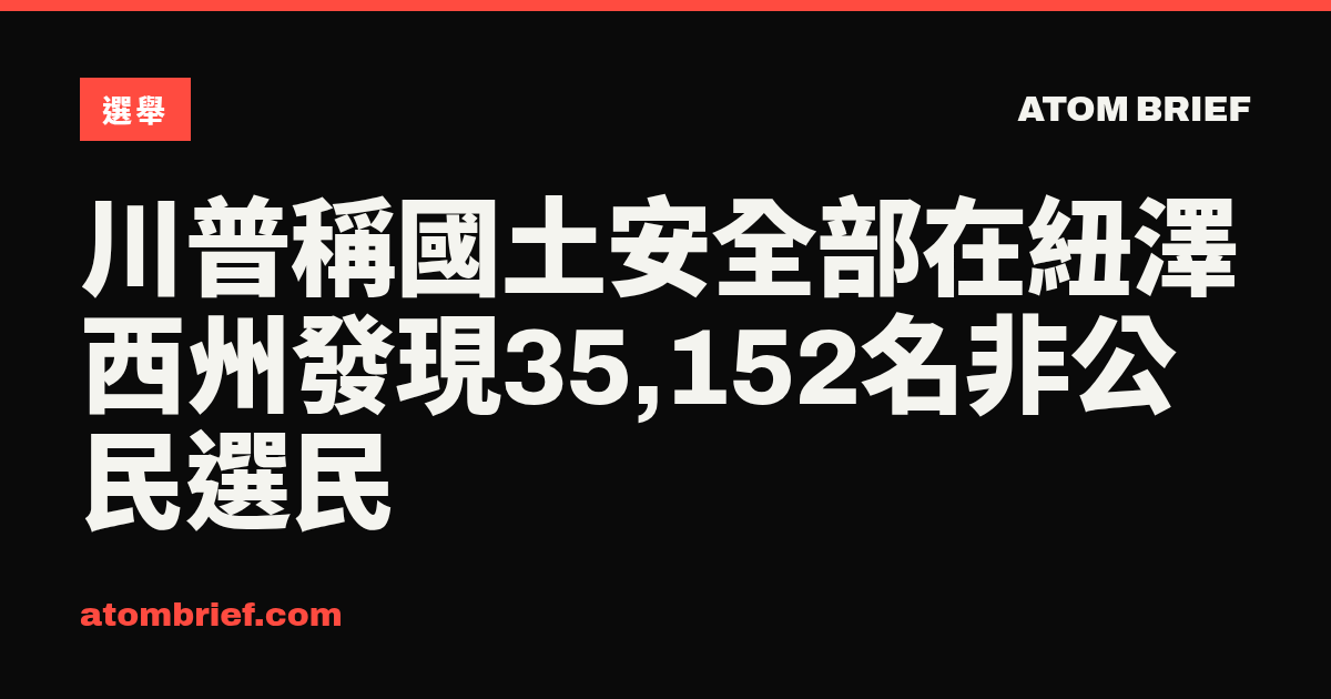 川普稱國土安全部在紐澤西州發現35,152名非公民選民