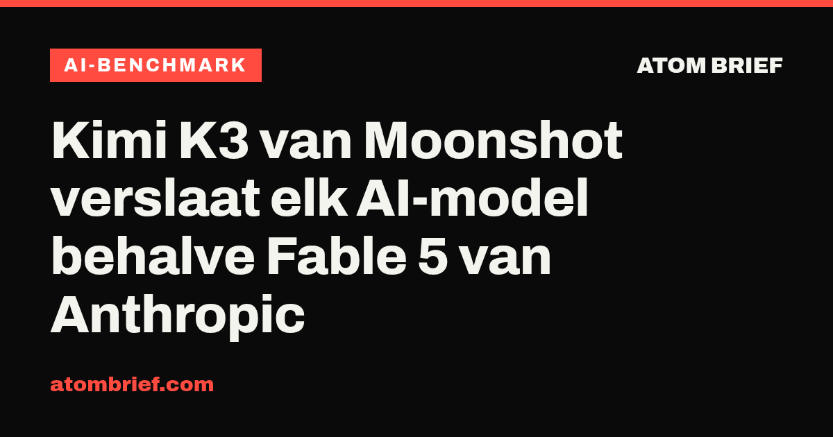 Kimi K3 van Moonshot verslaat elk AI-model behalve Fable 5 van Anthropic