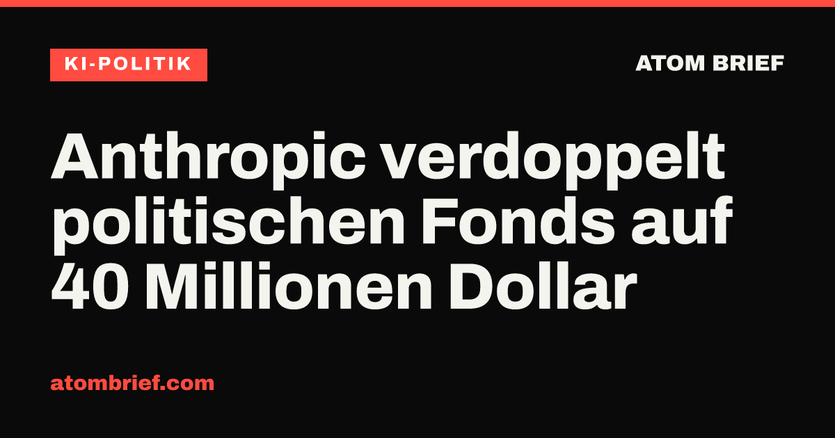 Anthropic verdoppelt politischen Fonds auf 40 Millionen Dollar