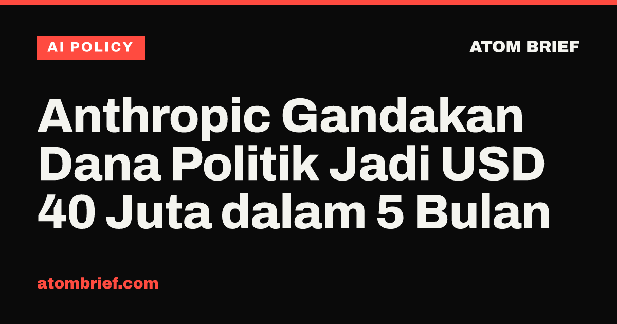 Anthropic Gandakan Dana Politik Jadi USD 40 Juta dalam 5 Bulan