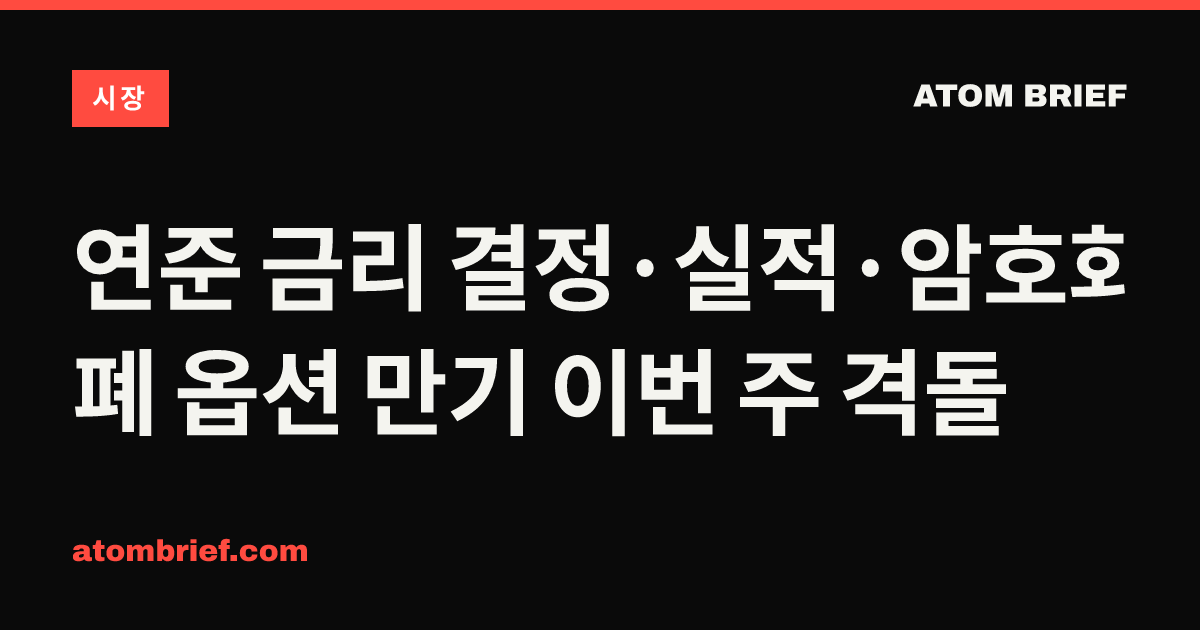 연준 금리 결정·실적·암호화폐 옵션 만기 이번 주 격돌