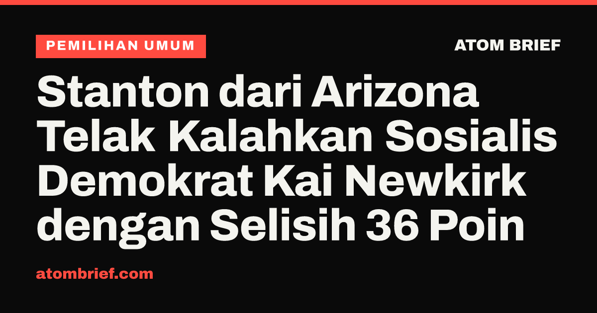 Stanton dari Arizona Telak Kalahkan Sosialis Demokrat Kai Newkirk dengan Selisih 36 Poin