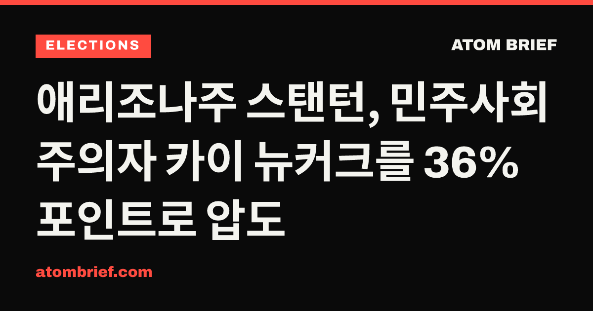 애리조나주 스탠턴, 민주사회주의자 카이 뉴커크를 36%포인트로 압도
