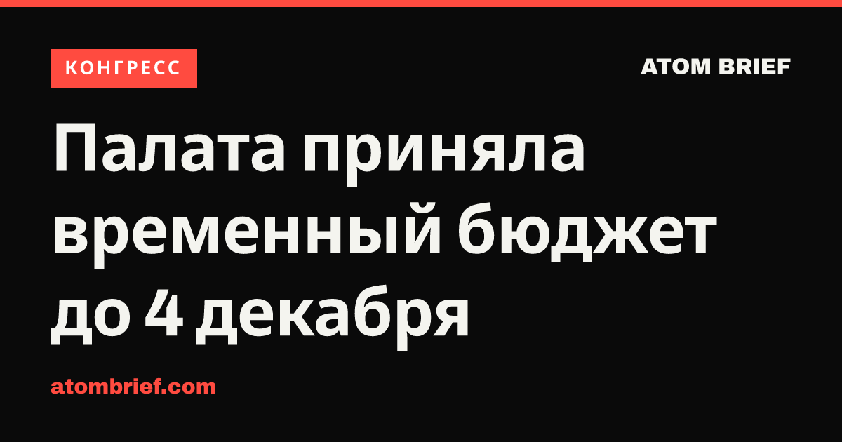 Палата приняла временный бюджет до 4 декабря