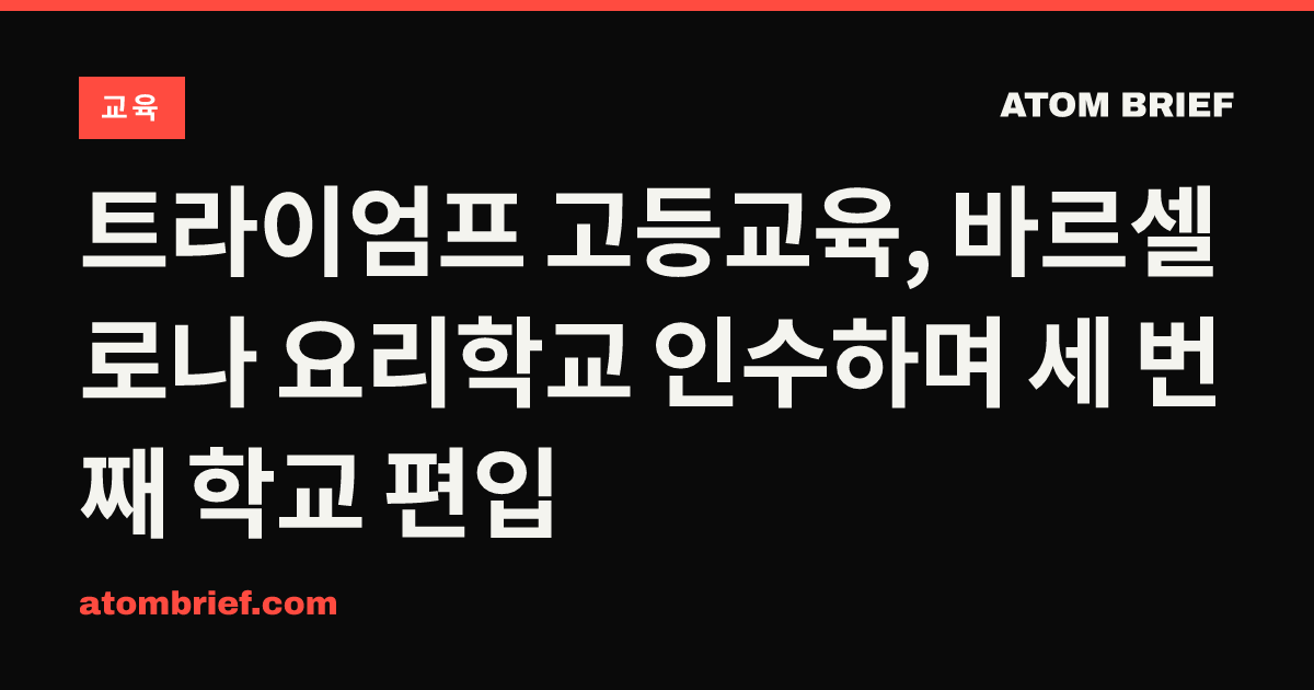 트라이엄프 고등교육, 바르셀로나 요리학교 인수하며 세 번째 학교 편입