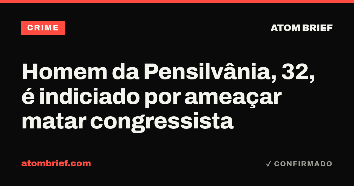 Homem da Pensilvânia, 32, é indiciado por ameaçar matar congressista