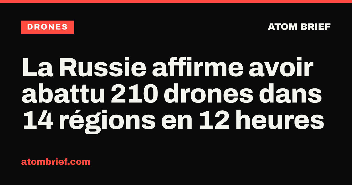 La Russie affirme avoir abattu 210 drones dans 14 régions en 12 heures