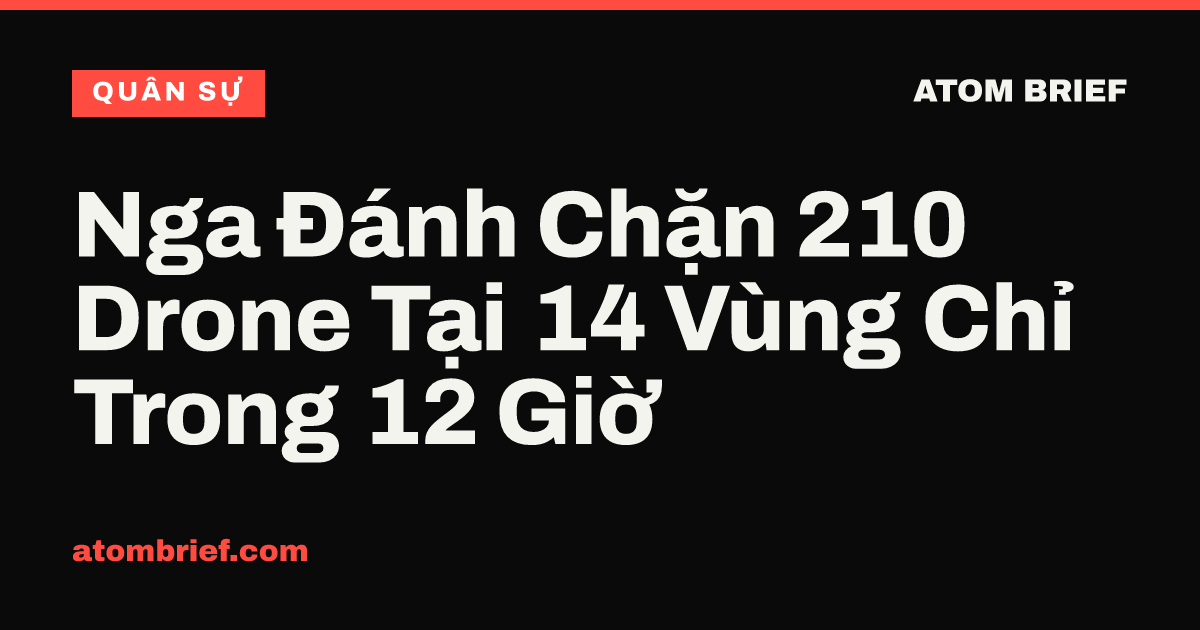 Nga Đánh Chặn 210 Drone Tại 14 Vùng Chỉ Trong 12 Giờ