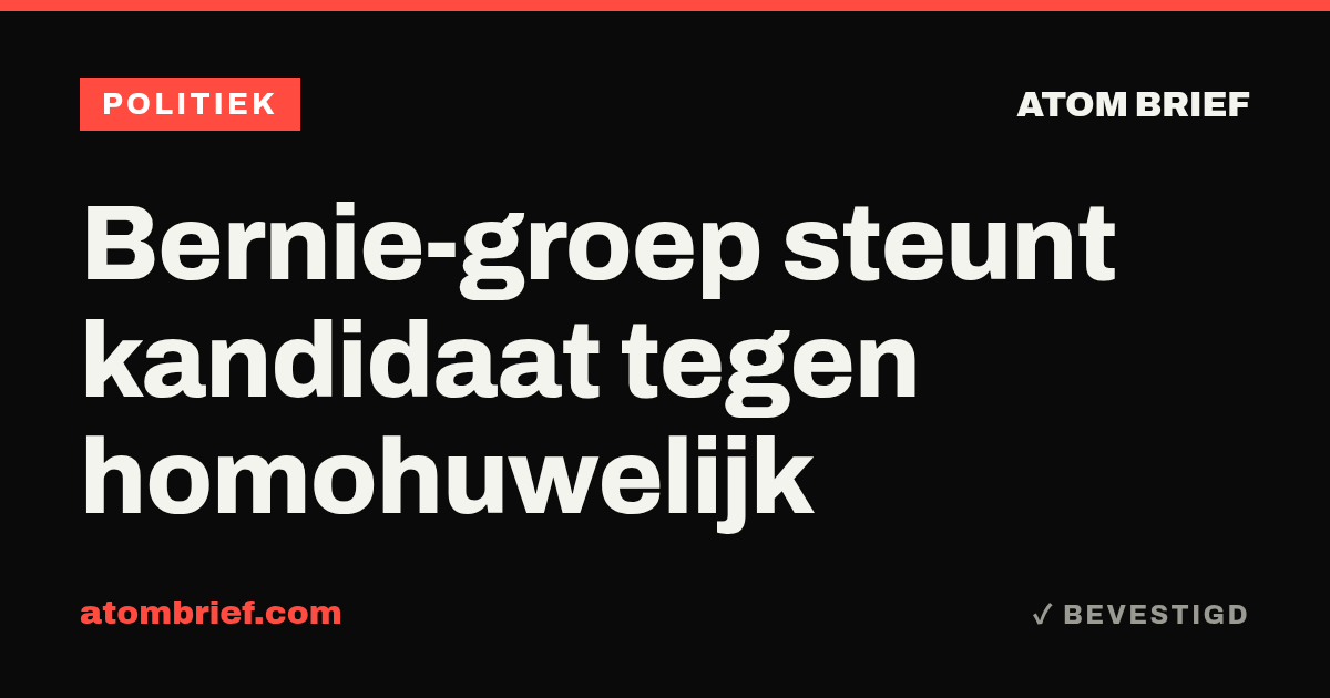Bernie-groep steunt kandidaat tegen homohuwelijk