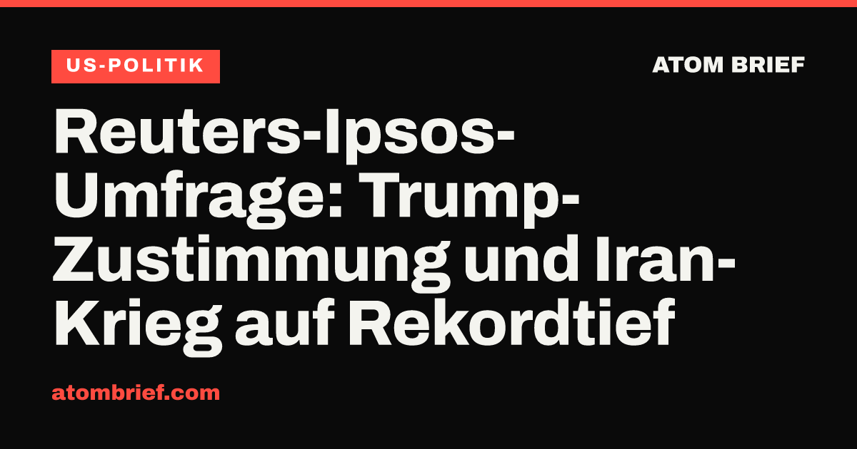 Reuters-Ipsos-Umfrage: Trump-Zustimmung und Iran-Krieg auf Rekordtief
