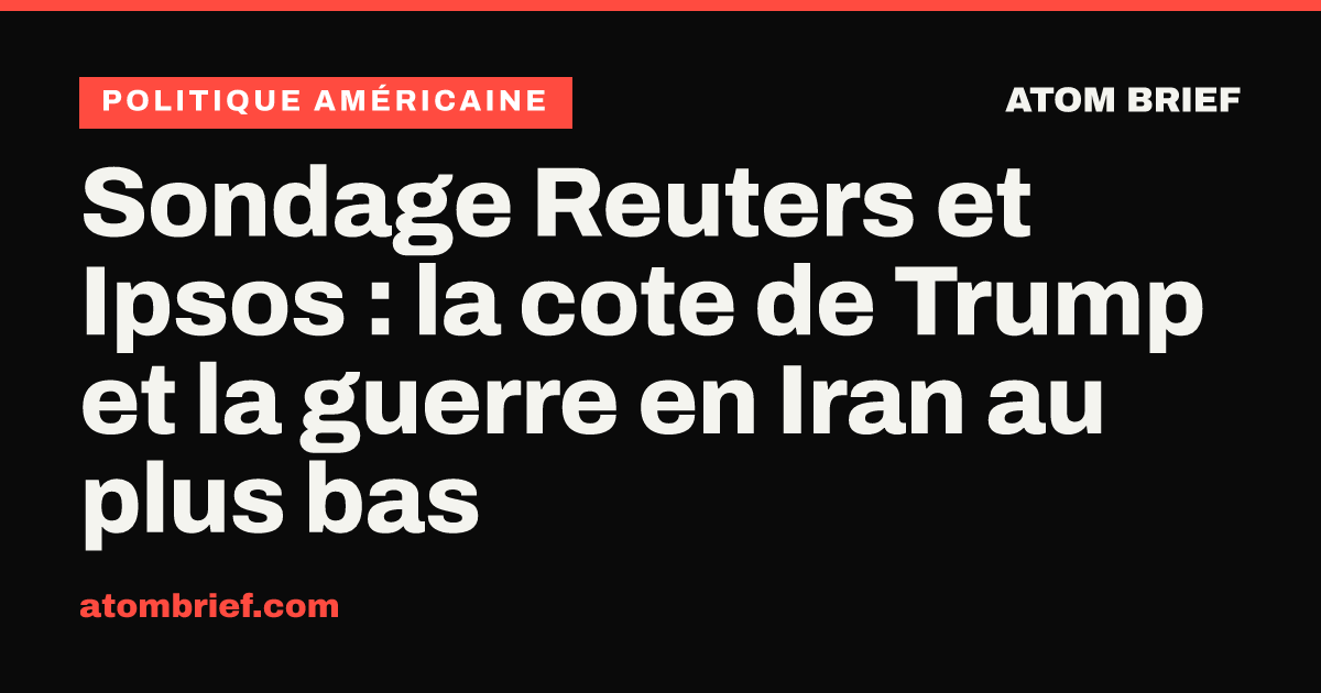 Sondage Reuters et Ipsos : la cote de Trump et la guerre en Iran au plus bas