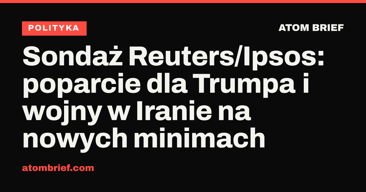 Sondaż Reuters/Ipsos: poparcie dla Trumpa i wojny w Iranie na nowych minimach
