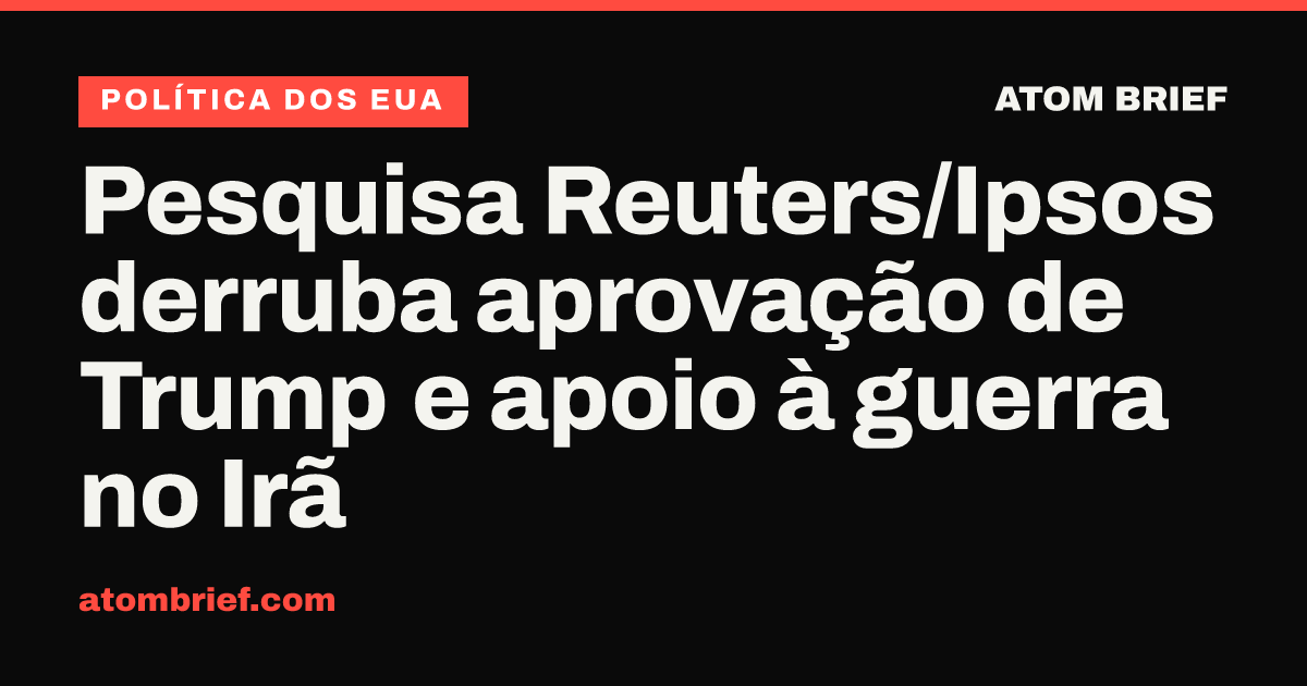 Pesquisa Reuters/Ipsos derruba aprovação de Trump e apoio à guerra no Irã