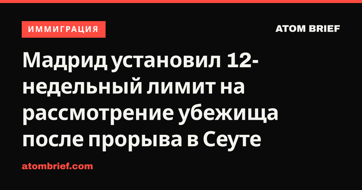 Мадрид установил 12-недельный лимит на рассмотрение убежища после прорыва в Сеуте
